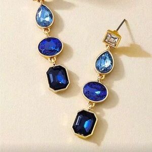 Elegant Blue and Gold Drop Earrings